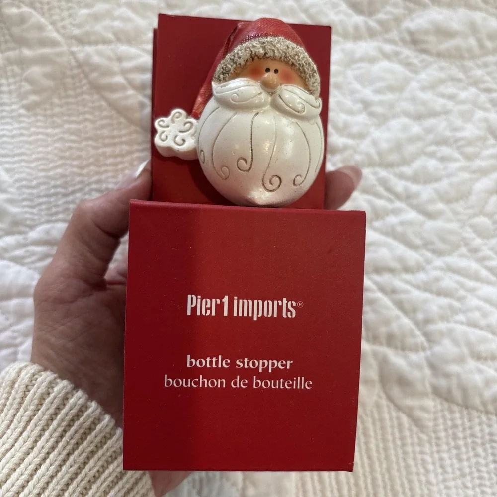 Pier 1 Imports Santa Clause Bottle Stopper‎ New Sealed Orig Box Christmas Gift